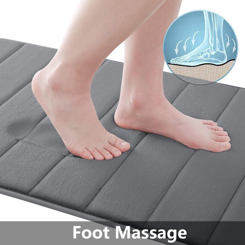 Buganda Memory Foam Bath Mat, 47" x 17", Ultra Soft and Non-Slip Bathroom Rugs, Water Absorbent and Machine Washable Bath Rug Runner for Bathroom, Shower, and Tub, Grey - Image 2